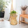 Costway 17'' Concrete Accent Side Table Hourglass Wood-like End Table Plant Stand Stool - image 2 of 4