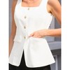 INSPIRE CHIC Women's Linen 2026 Square Neck Sleeveless Button Down Pockets Waistcoat - 4 of 4