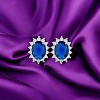 Slickblue Petite Royal Oval Earrings – Rhodium Plated, Silvertone Finish, 6 Color Options - 3 of 3