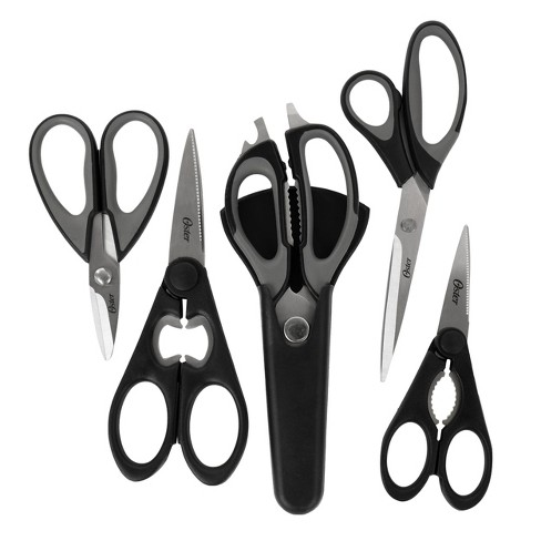 2 x Pairs of Initiative Office Scissors Steel Bladed Black 210mm 8" Kitchen Set 