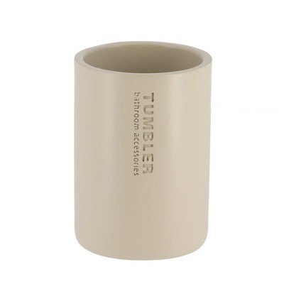 Matte Beige Polyresin Bathroom Tumbler Toothbrush Holder