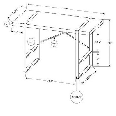 48" Light Wood and Black Metal Industrial Computer Desk