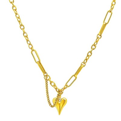 Gold Titanium Steel Heart - Pendant Classic Women's Necklace