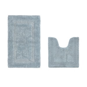 Lux Premium 100% Cotton Tufted Solid Reversible 2 PC Bath Rug Set – Ultra-Soft, Water-Absorbent, Durable, Machine Washable Bathroom Rug - 1 of 4