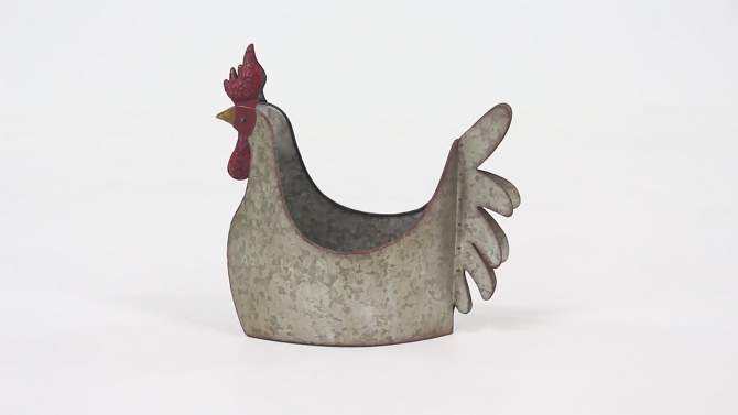 12&#34; Wide Rectangular Planter Metallic Chicken with Wide Opening Gray - Olivia &#38; May, 2 of 5, play video
