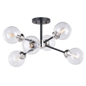 VAXCEL Orbit Industrial Sputnik Semi Flush Mount Ceiling Light Fixture Clear Glass - 1 of 4