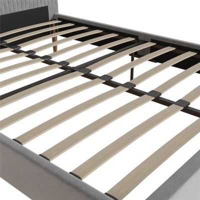 Daphne Light Gray Velvet Upholstered Bed with Brass Toned Legs