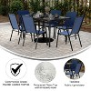 Merrick Lane 7 Piece Outdoor Dining Table Set for 6 with Glass-Top Patio Table and 6 Stack Chairs with Flex Comfort Material - 3 of 4