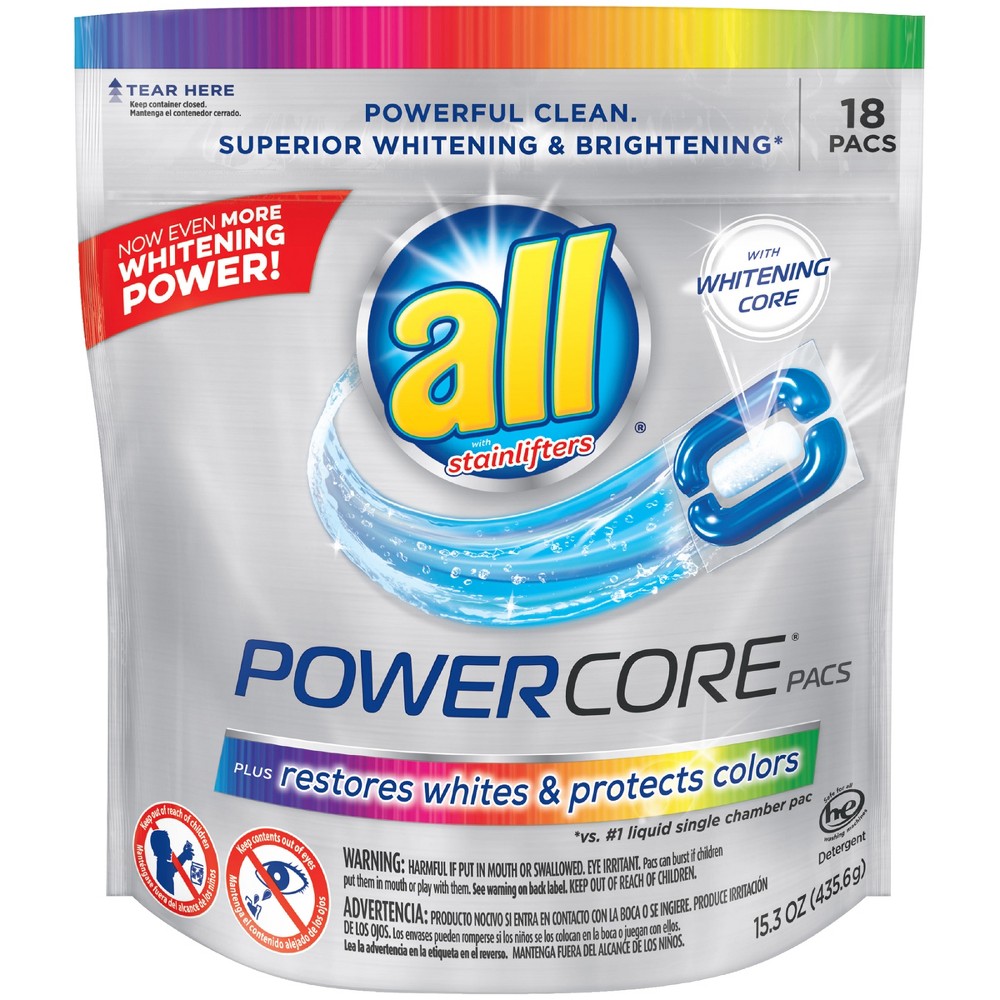 UPC 072613463176 product image for all PowerCore Restores Whites & Protects Colors Laundry Detergent, 18ct | upcitemdb.com