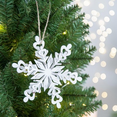 NAYSAYE Party Decoration and Accessories Iron Snowflake Hanging Ornament Set for Holiday Celebration and Christmas, White, 1.8"*6.7"*0.1"