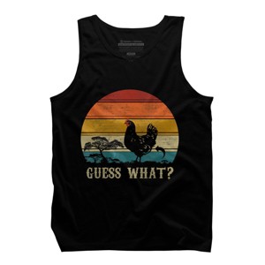 Men's Design By Humans Retro Guess What? Chicken Behind By Chos Tank Top - 1 of 2