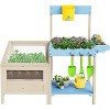 Outdoor Garden Potting Bench Table Work Station with Transparent Planter Box Raised Garden Bed 3 Side Plant Pots and Storage Shelf - 3 of 4
