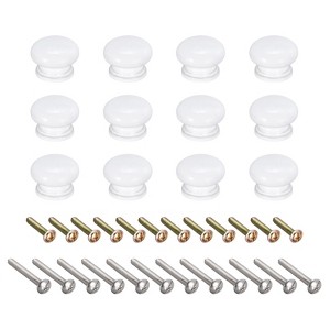 Unique Bargains Smooth Surface Round Wood Knobs with Screw for Drawer 12 Pcs - 1 of 4