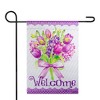 Northlight Welcome Purple Floral Bouquet Outdoor Garden Flag 12.5" x 18" - 2 of 4