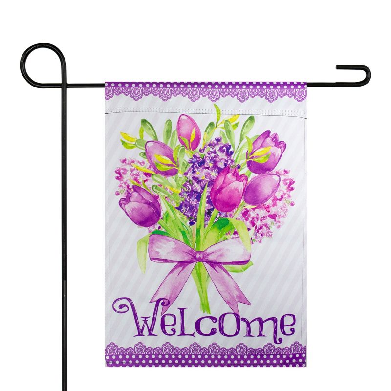 Northlight Welcome Purple Floral Bouquet Outdoor Garden Flag 12.5" x 18", 2 of 5