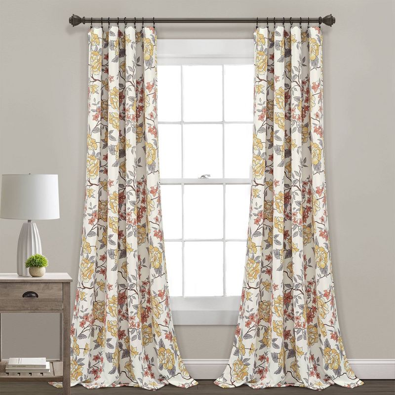 Set of 2 (84"x52") Ivana Floral Light Filtering Window Curtain Panels - Lush Décor, 1 of 7