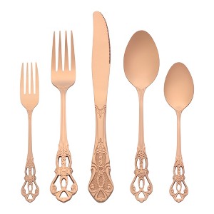 REGALWOVEN Stainless Steel Floral Modern Flatware Cutlery Set Silverware Set 20 Piece - 1 of 4
