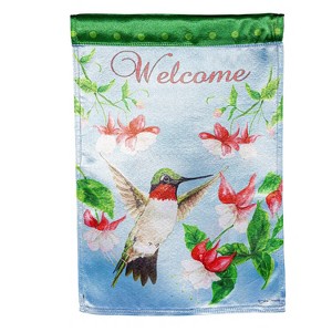 Hummingbird and Flowers Lustre Garden Flag - 1 of 1