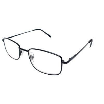 Calabria R754 Rectangular Metal Frame Reading Eyeglasses in Shiny Gunmetal 50 mm