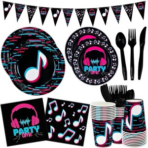 Hachikiko 180 Pcs Music Party Supplies - Music Theme Birthday Party Decorations for Girls - Banner, Plates, Cups, Napkins, Cutlery (Serves 24) - 1 of 4
