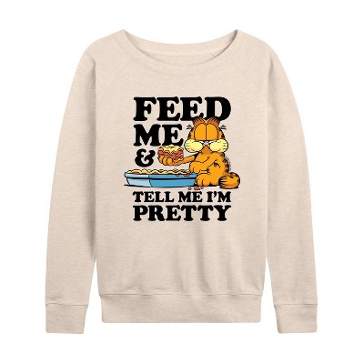 Women's - Nickelodeon - Garfield Animations Lightweight French Terry Wide Neck Long Sleeve Shirt