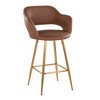26" Contemporary Fixed-Height Counter Stool with Metal Legs, Armrests, and Square Footrest, Set of 2 - 2 of 4