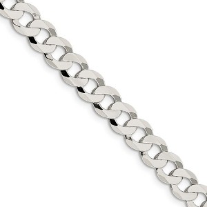 Black Bow Jewelry Men's 7.5mm Sterling Silver Solid Flat Curb Chain Necklace - 1 of 4