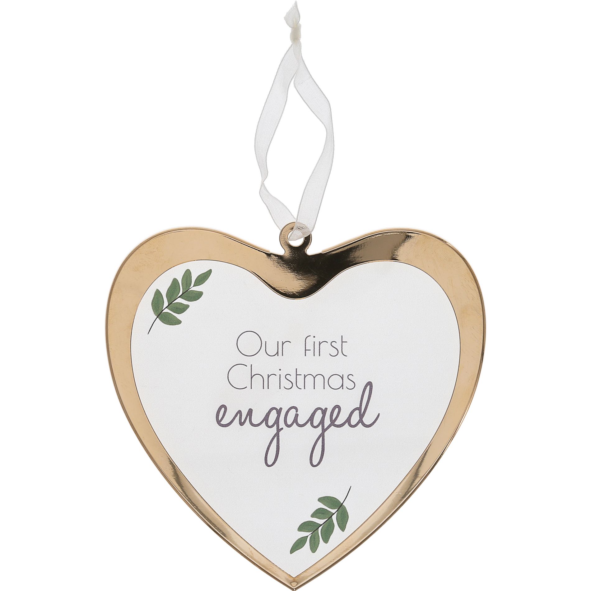 Pavilion Gift Company - First Christmas Engaged - 4.75" Glass Ornament - Tree Ornaments