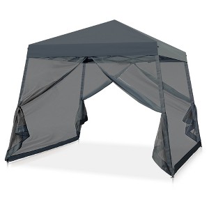 EAGLE PEAK 10x10ft Slant Leg Pop up Gazebo Patio Canopy Tent Shelter with Netting - 1 of 4