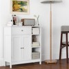 Tangkula Bathroom Storage Cabinet Floor Cabinet w/ 1 Slide-Out Drawer 2 Doors & 3 Open Shelves 1 Adjustable Shelf - 3 of 4
