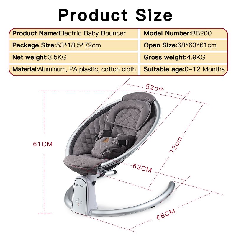 Hotmom Electric Cotton Baby Bouncer for Newborns and Infants, 2 of 6