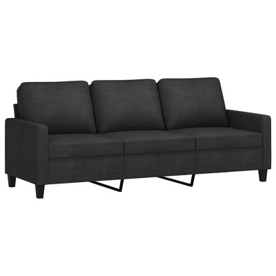 vidaXL Contemporary 3-Seater Sofa in Black - Comfortable Fabric Upholstery with Sturdy Metal Frame