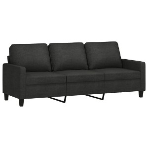 vidaXL Contemporary 3-Seater Sofa in Black - Comfortable Fabric Upholstery with Sturdy Metal Frame - 1 of 4