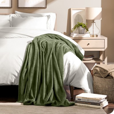 Cypress Green Microplush Fleece Throw Blanket