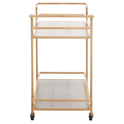 Matte Gold and Grey 2-Tier Bar Cart with Handles