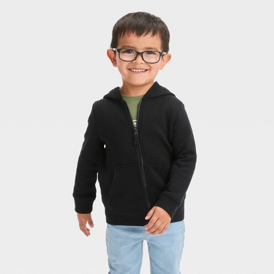 Toddler Boys' Fleece Zip-Up Hoodie Sweatshirt - Cat & Jack™ Black 4T