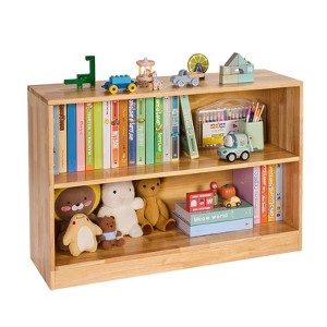 VEVOR Montessori Bookshelf,35.4in Width Toy Storage Organizer, 2-Tier Kids Display Storage Cabinet,Daycare Furniture,Kids Bookshelf for Nursery,Brown - 1 of 4
