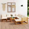 vidaXL Patio Lounge Set, 11-Piece Cream Cushioned Outdoor Seating with Coffee Table, Solid Acacia Wood Construction, Modular Design - 2 of 4