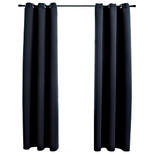 vidaXL Blackout Curtains with Rings 2 pcs Black 37"x95" Fabric - 1 of 1