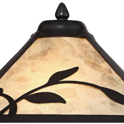 Bronze Metal Leaf Table Lamp with Mica Shade