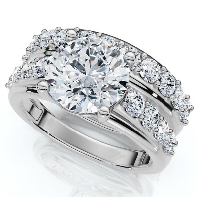 Pompeii3 Certified 2 1/2Ct Diamond Engagement Wedding Ring Set 14k Gold Lab Created