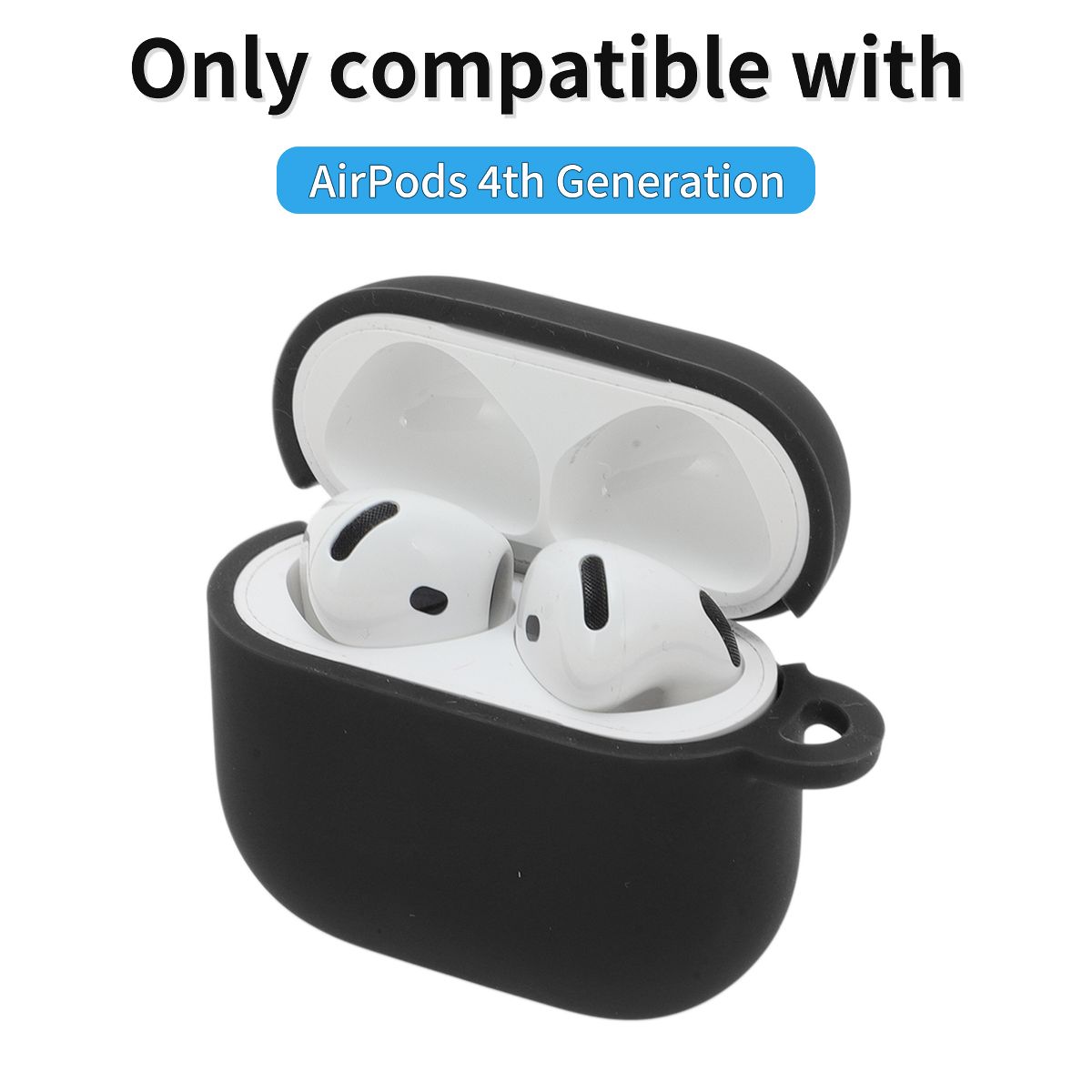 Unique Bargains Protective Case for AirPods4 Soft Silicone with Carabiner Front LED Visible 1Pc - thumbnail 2