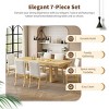 7-Piece Extendable Dining Set with Butterfly Leaf, Geometric Wood Legs, Upholstered Chairs, Distressed Wire-Brushed White Finish-Cuddlewood - 3 of 4
