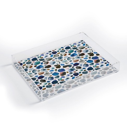 Ninola Design Blue Speckled Painting Watercolor Stains Small Acrylic Tray,  8 x 6 1/4 - Deny Designs