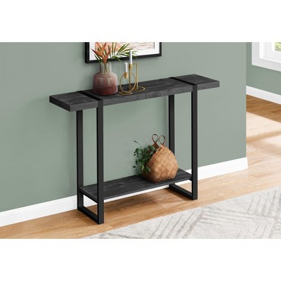 Black Rectangular Wood and Metal Console Table with Storage