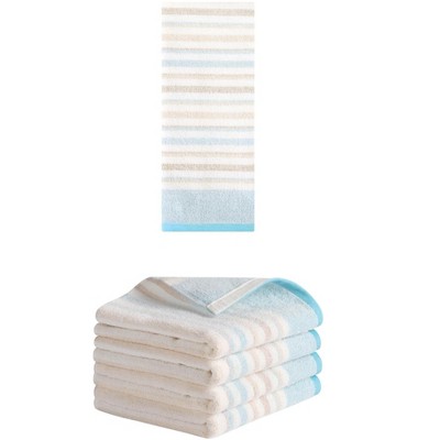 REGALWOVEN 5 Pack Cotton Soft Absorbent Striped Bathroom Hand Towel Set 13" x 27"