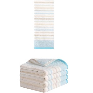 REGALWOVEN 5 Pack Cotton Soft Absorbent Striped Bathroom Hand Towel Set 13" x 27" - 1 of 4