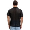 INSPIRE CHIC Men's Camp Collar Short Sleeve Button Down Party Mesh See Through Shirts - 3 of 4