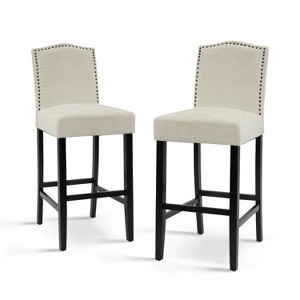 Christopher Knight Home Olaf 30" Contemporary Rubberwood Upholstered Barstools (Set of 2) - 1 of 4