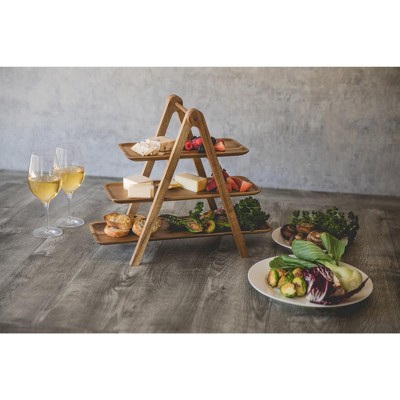 Medium Wood 3-Tiered Acacia Serving Ladder Tray